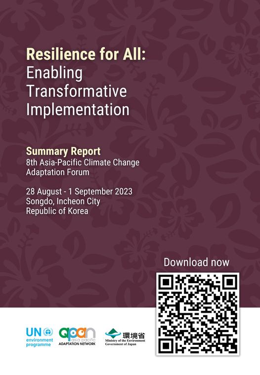 📢 'Resillience for All: Enabling Transformative Implementation' report is available here!
@MOEKorea @MOEJ_Climate @APANadapt 

📱Scan the QR code or download through this link ⤵️
unep.org/resources/publ…

#ClimateActions #apan8 #ResilienceForAll