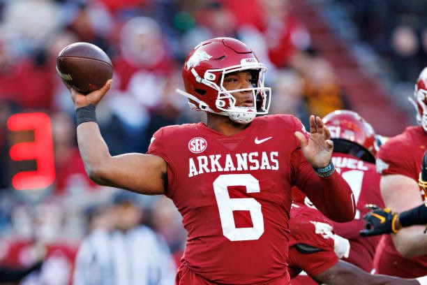 Transfer quarterback Jacolby Criswell, who last played at Arkansas for the 2023 season, has committed to transfer to North Carolina, per ESPN sources. Criswell started his career at UNC, playing from 2020-22, and will have two seasons of eligibility remaining.