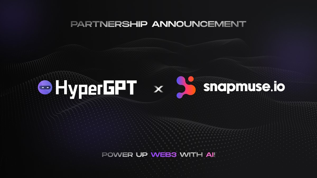 🔥 @snapmuseio x HyperGPT Partnership Announcement HyperGPT is excited to announce a strategic partnership with Snapmuse! 🤝 Snapmuse is the on-chain funding platform of the entertainment industry, revolutionizing the way creators secure funding and engage with their audiences.