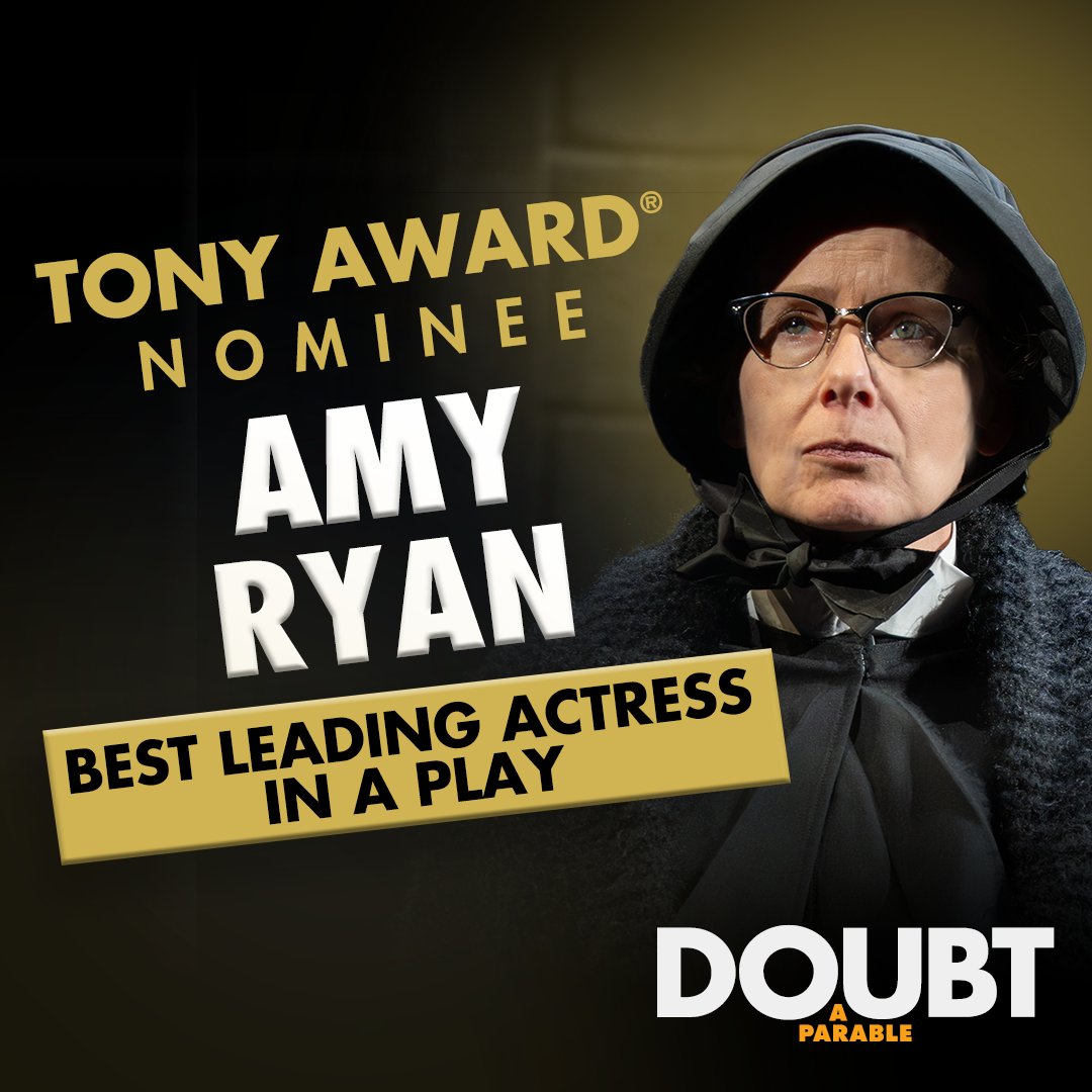 Congratulations to Amy Ryan on her @thetonyawards nomination for Best Performance by an Actress in a Leading Role in a Play! 🌟 #DoubtBroadway #TonyAwards