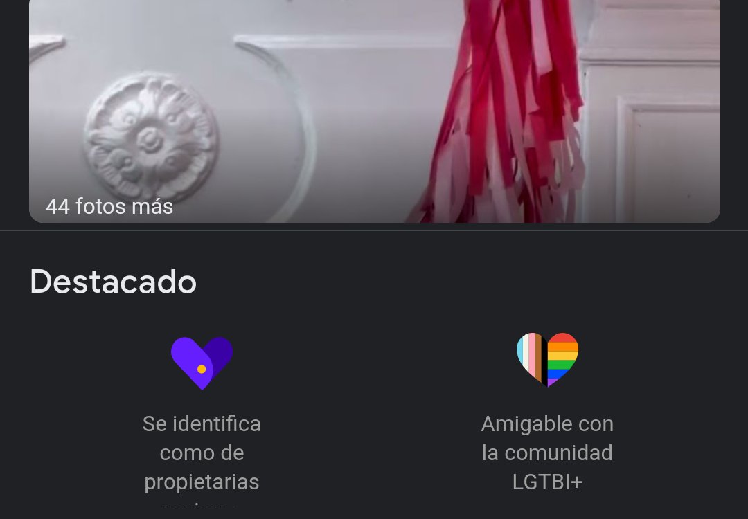 Esta mierda es nueva en @GoogleES : se destacan negocios por ser propiedad de mujeres o ser amigable con la 'comunidad' LGTetc. A ver, señores de @GoogleES , soy maricón, y esto me parece aberrante.