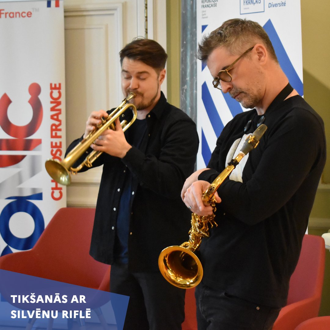 #mūzika 🎵 | Tikšanās ar Silvēnu Riflē un viņa biedriem mūzikā 🎷Baltijas tūres ietvaros vakar Francijas institūtā viesojās Silvēna Riflē kvartets. 📸Aicinām ielūkoties fotogrāfijās no pasākuma mūsu Facebook lapā: rb.gy/1x92hs #frančudžezs @IFParis @MathieuLeporini