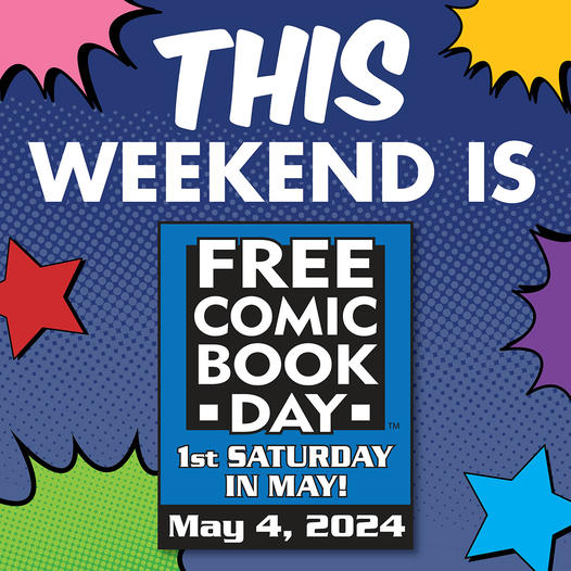 We're in the home stretch! Free Comic Book Day is this weekend! Our doors open at 10am ready for you you to grab your favorite comics. #freecomicbookday #FreeComicBookDay2024 #freecomicday #freecomic #FreeComic #marvelcomics #dccomics #imagecomics #archiecomics #darkhorsecomics