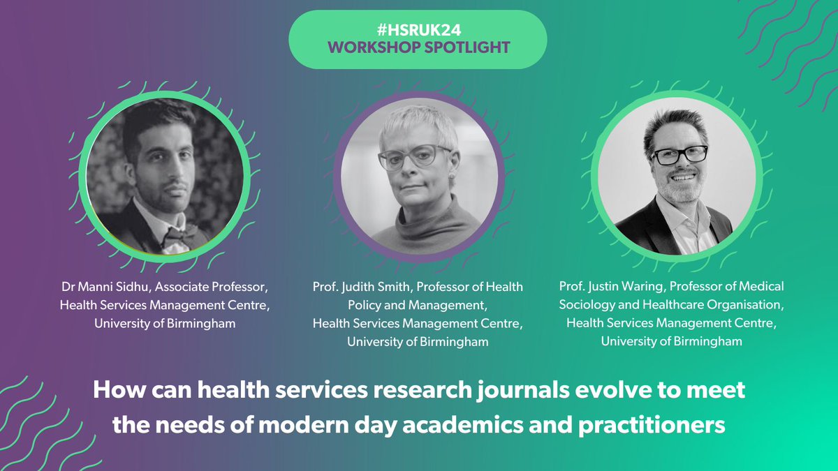 💡#HSRUK24 Workshop Spotlight Join the HSMC team for their workshop exploring how international health service research journals can innovatively respond to the changing research and publication environment and grow the skills of emerging contributors! hsruk2024.org