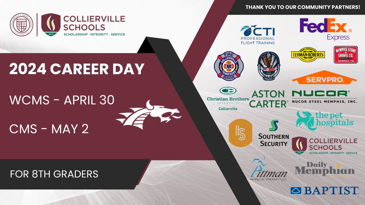 Collierville Schools - CTE (@colliervillecte) on Twitter photo 8th Grade Career Day for <a href="/officialWCMS/">West Collierville MS</a> today! Thank you to our industry partners for coming to present to our students! 8th Grade Career Day for <a href="/officialWCMS/">West Collierville MS</a> today! Thank you to our industry partners for coming to present to our students!