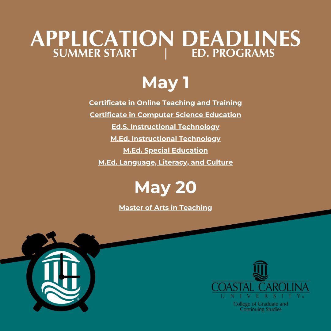 Thinking about graduate school and want to get started this summer? Tomorrow is the application deadline for six of our graduate programs, and the deadline for our Master of Arts in Teaching program is less than three weeks away! Learn more and apply: rb.gy/iy5mme.