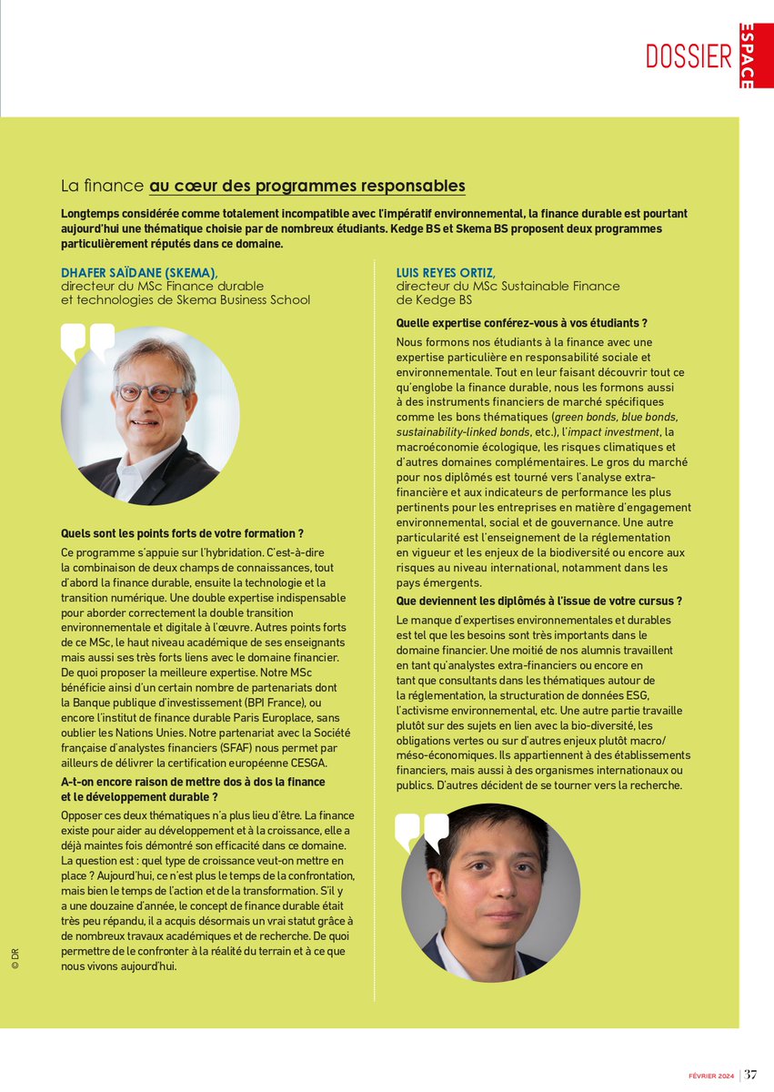 📚 @SKEMA_BS : la finance au cœur des programmes responsables. Découvrez l'entretien de Dhafer SaÏdane (Directeur du MSc Finance durable)👉urlz.fr/qu0f @PatriceHoudayer @D_BoissinSKEMA @nathector @CCassabois