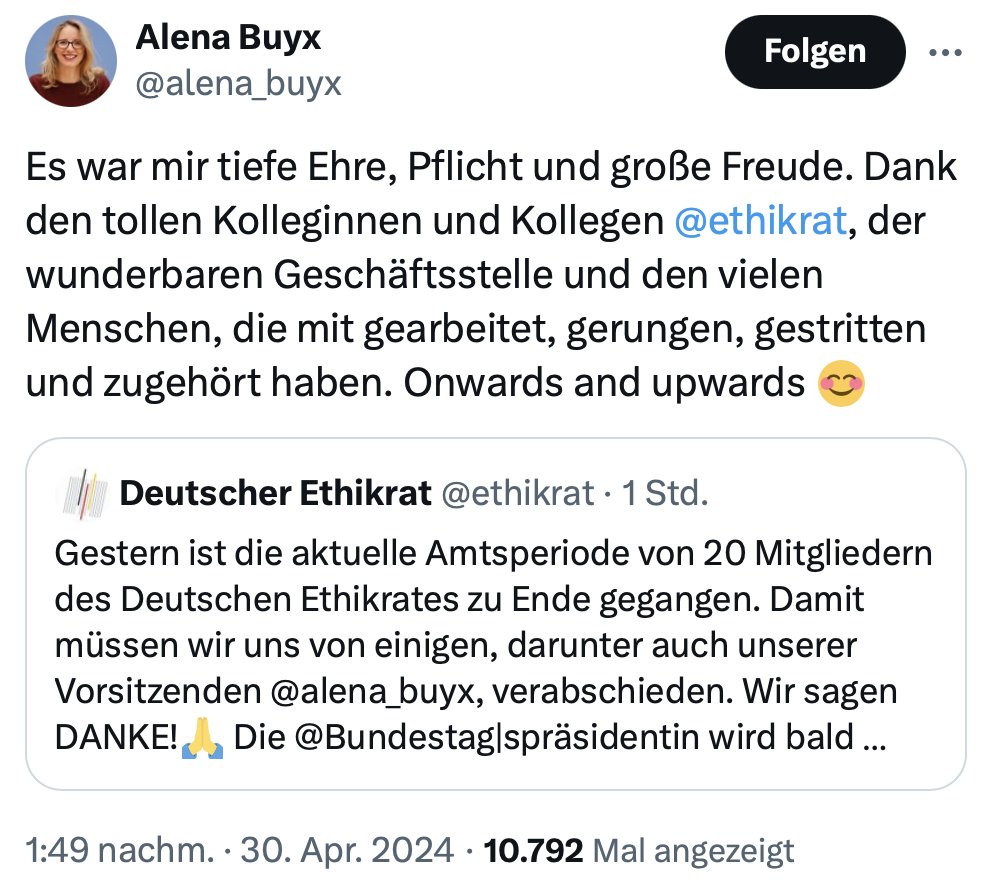 Es bleibt spannend: auf welchem Versorgungsposten landet @alena_buyx, die der Regierung vier Jahre lang mit unethischem Stuss nach dem Mund geredet hat? Gibts Donuts? #Ethikrat #Buyx #RichtigErinnern