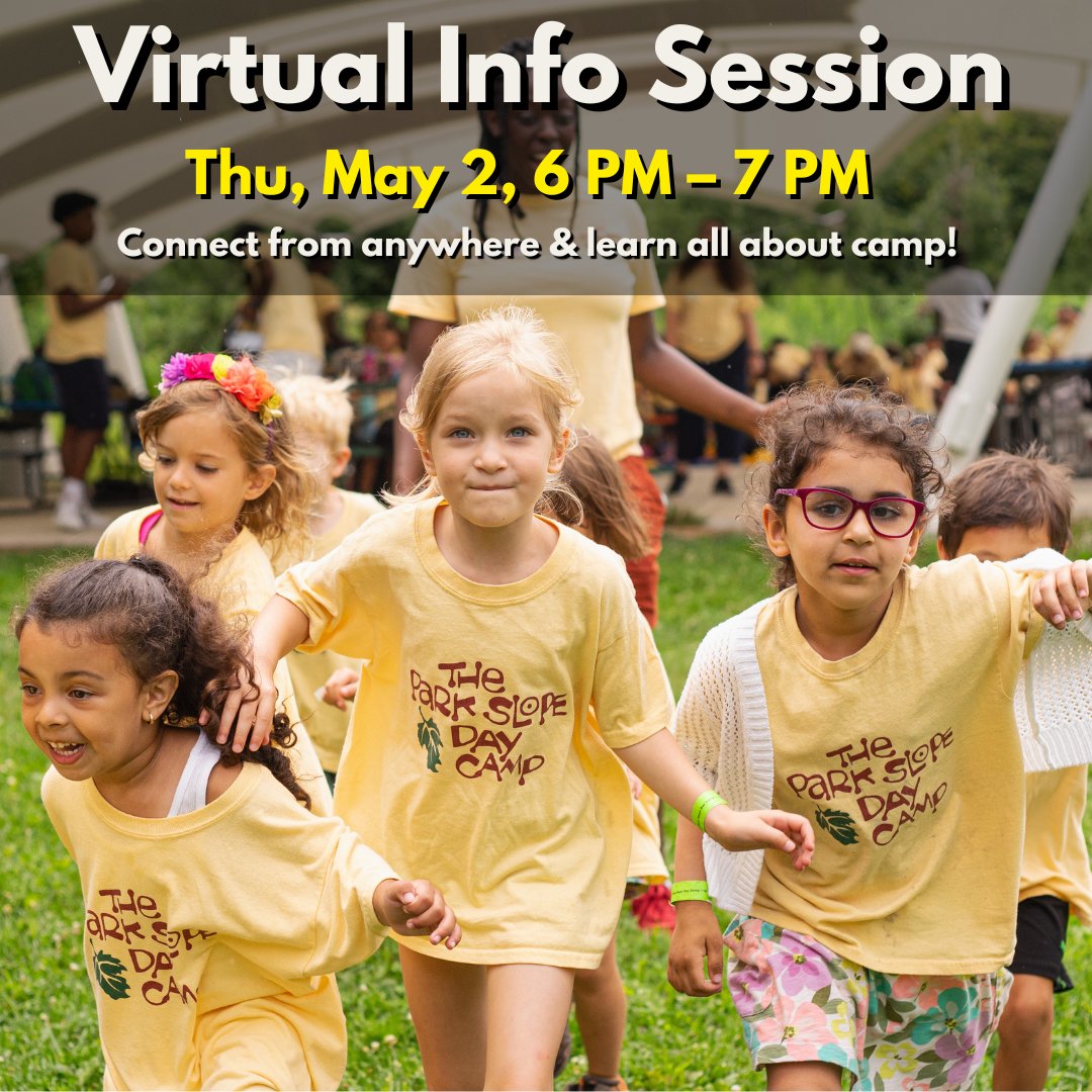 Come meet us! Virtual Info Session this Thursday, May 2 starting at 6PM.
RSVP using the link in our bio. 61 days until camp! 
#ParkSlopeDayCamp #PSDCSummer #VirtualInfoSession #EnrollNow #BrooklynKids #ParkSlopeDayCamp #ThingsToDo #ChildCare #NYCKids #ParkSlope