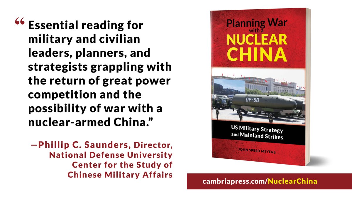 “In a war with China, a US president would face tough decisions about whether to authorize conventional strikes against mainland China…Meyers illuminates the difficult choices…” —Phillip Saunders, NDU Center for the Study of Chinese Military Affairs ow.ly/IqoV50Rqb7s