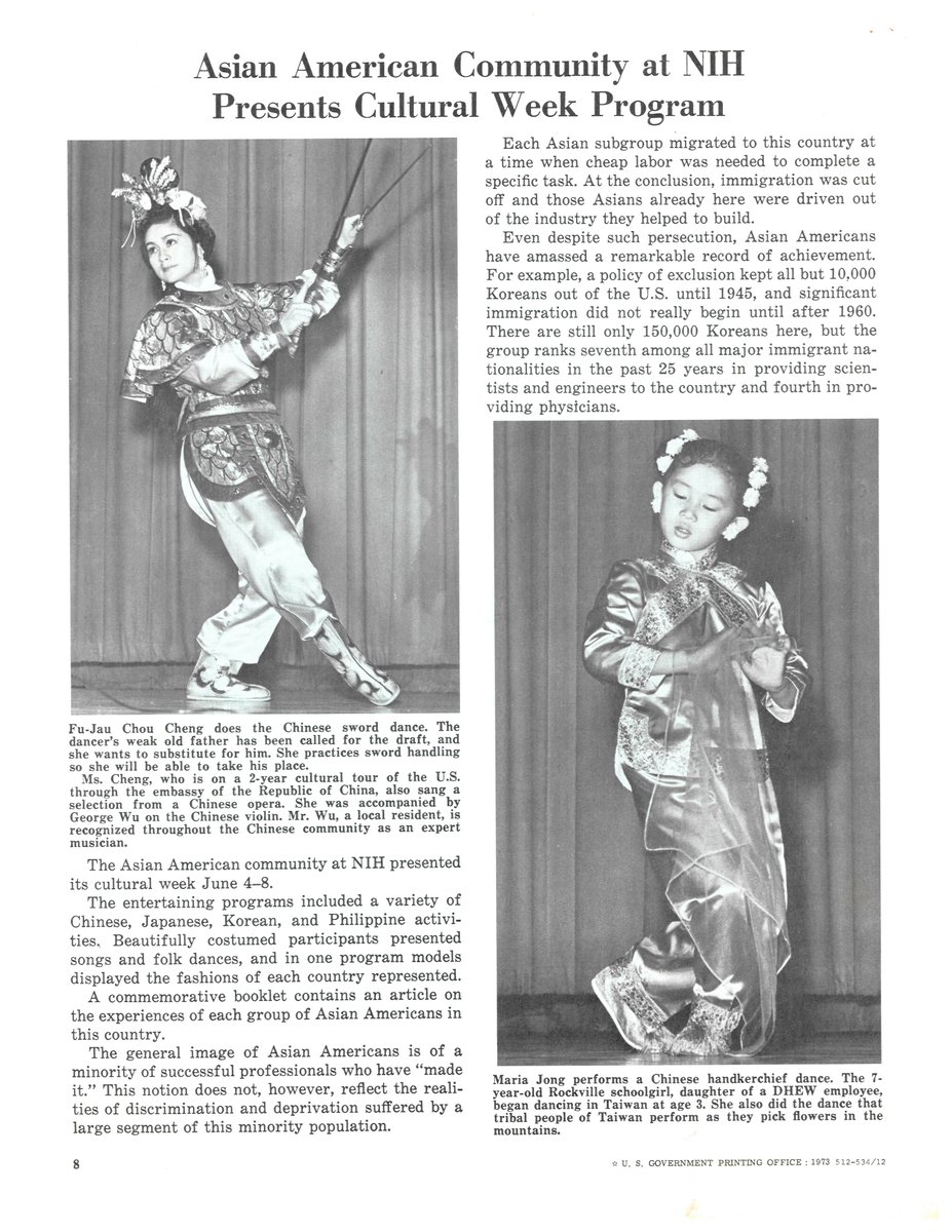 May is #AANHPIHeritageMonth! The @NIHClinicalCntr Closeup newsletter described their heritage events in this 1973 article, which also emphasizes the discrimination faced by AANHPI communities at the time.