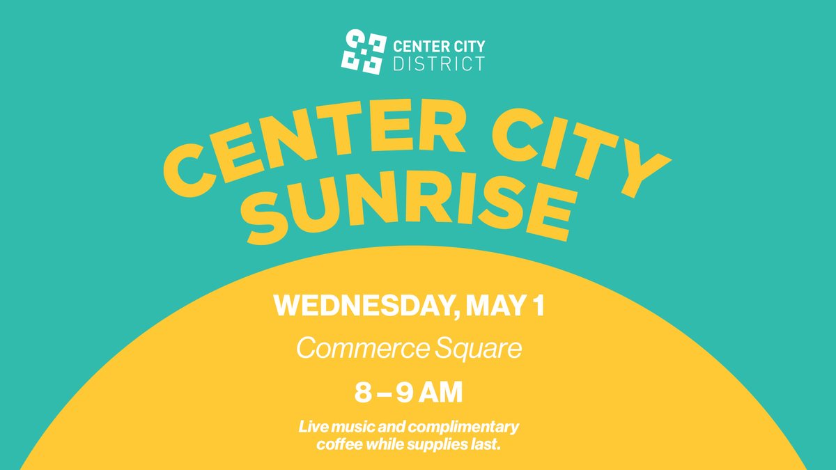Center City Sunrise is coming to Commerce Square tomorrow, May 1! From 8-9 am, Center City District will liven up your morning with live music and coffee from Capriccio Café. ow.ly/PrR050RqLpy