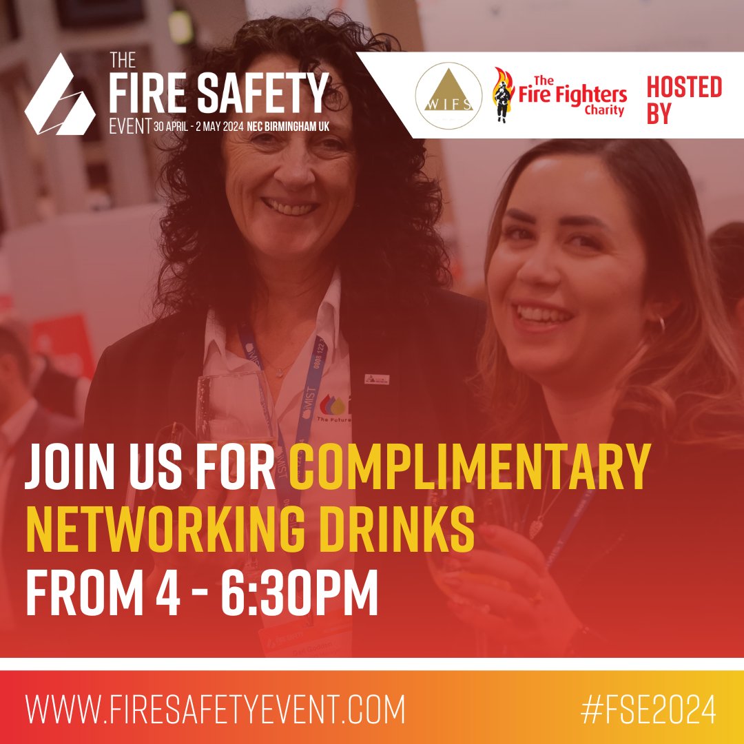 Join us for complimentary networking drinks hosted by The Fire Fighters Charity and the Women in Fire Safety Awards! 🍺 Connect with your industry 🍺 Celebrate your achievements 🍺 Learn about the support The Fire Fighter Charity offers 🍺 Selection of drinks #FSE2024