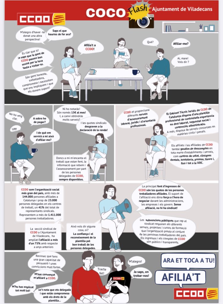 COCO FLASH amb motiu de l’1 de maigfem aquest Comic “UN DEBAT A L’OFICINA” una mica d’humor i molta realitat! <a href="/sal_ccoo_cat/">Adm. Local CCOO CAT</a> <a href="/ccoocatalunya/">CCOO de Catalunya</a> <a href="/ccoo_bll_apag/">CCOO BLL APAG +drets +accioterritorial +proximitat</a> <a href="/PachecoJpacheco/">Javier pacheco #OFENSIVACCOO</a> @JmRomero73