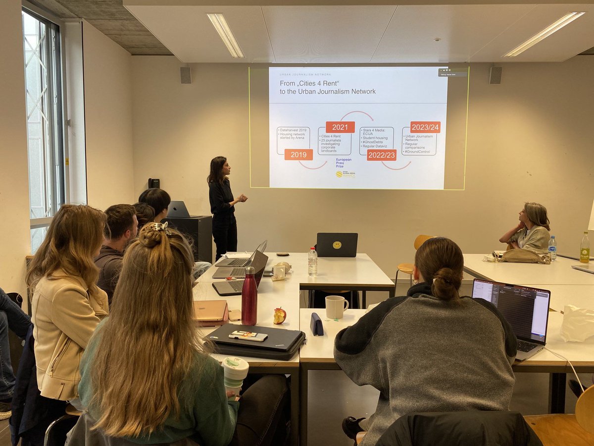 UrbanJnetwork's tweet photo. 🏙 🔎 How can we visualize and investigate the urban challenges of our time? We presented our projects at the @FHPotsdam seminar MAPPING CITIES – MAKING CITIES to discuss this with students with @GabyKhazalova @winnydejong @plateauton @katkorz https://t.co/DWbf3SIhOB