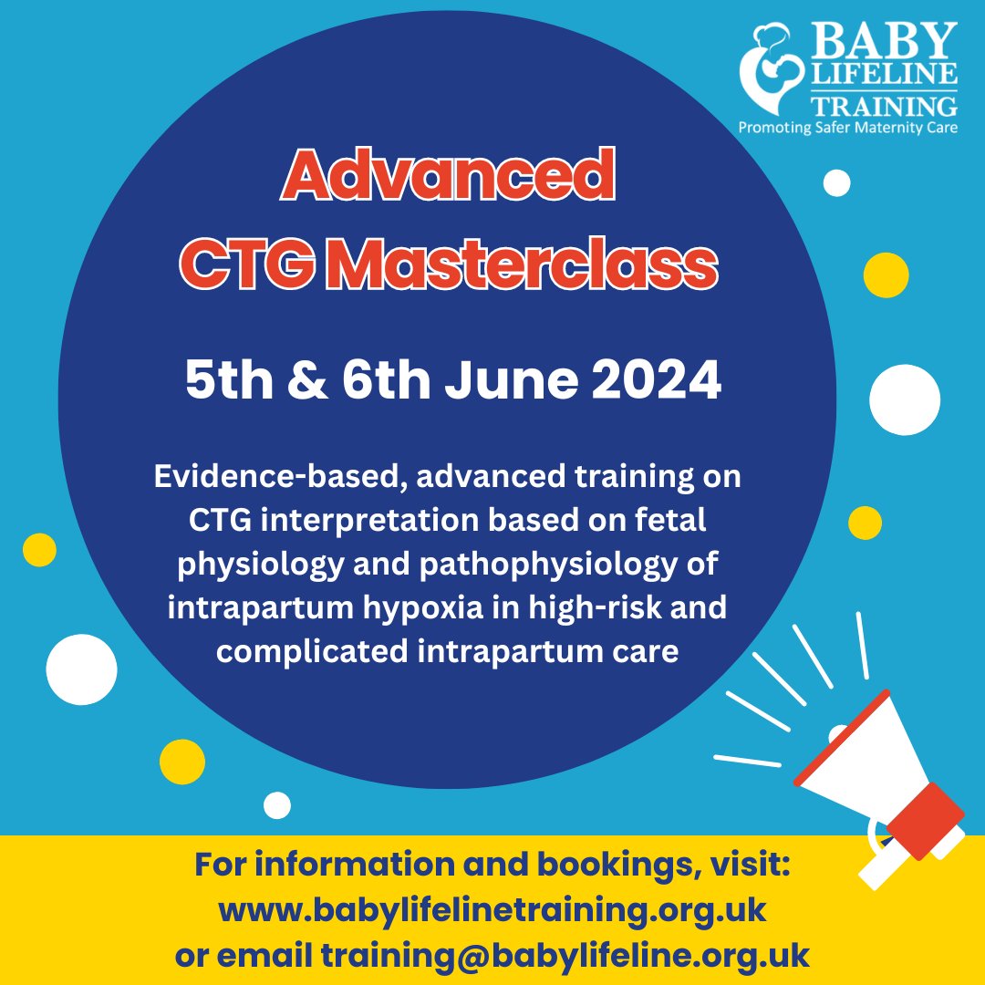 We have limited spaces available to book on our two-day Advanced #CTG Masterclass on 5th and 6th June in London 👶 Visit our website or contact training@babylifeline.org.uk to book! babylifelinetraining.org.uk/courses/advanc… #HowIsTheBaby #SaferBirths
