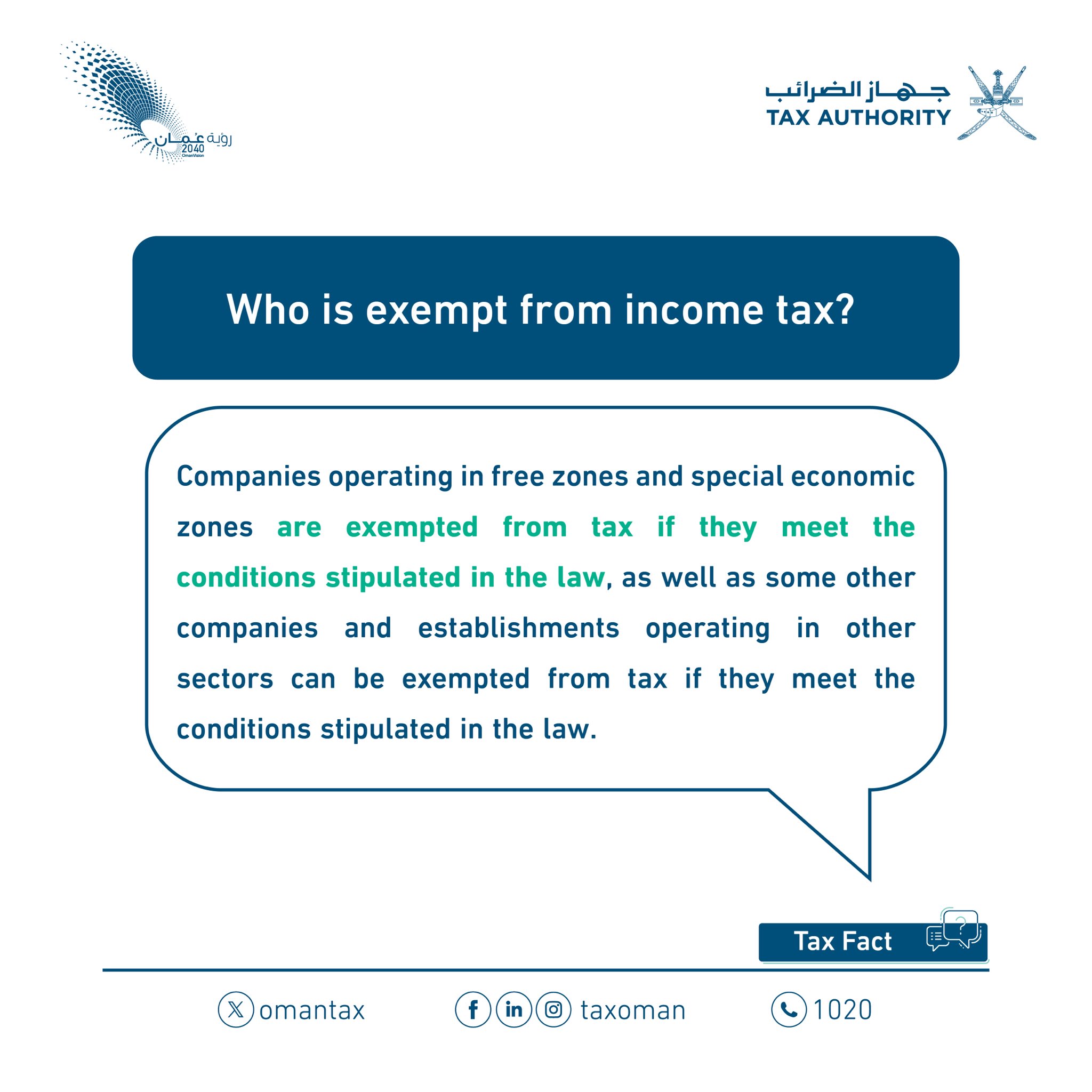 جهاز الضرائب on X: &ldquo;Who is exempt from #IncomeTax ⁉️ #TaxFact 