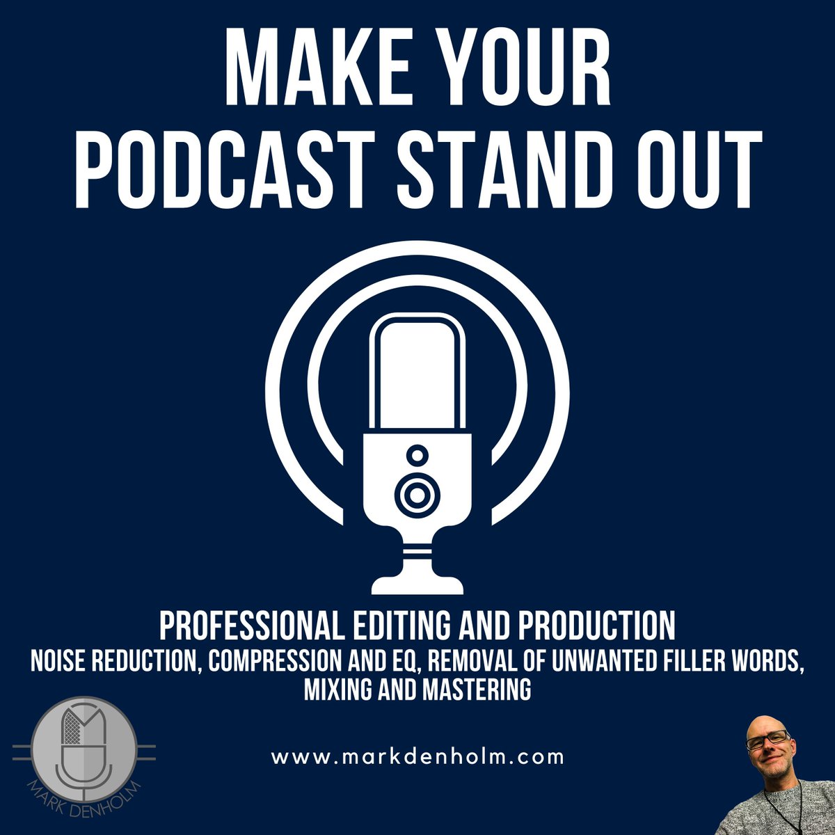 Want your #Podcast to sound great? Let me edit and produce it for you!  Professional and affordable and discounts for multiple episodes (5+). #podcasting #podcaststudio #podcastediting #podcastproduction markdenholm.com/podcasting/