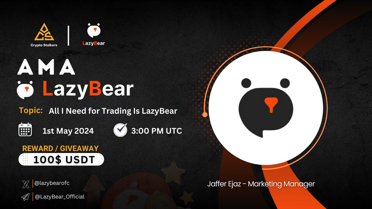 🎙️Tune in our upcoming XSpace #AMA on 1st May, 3:00 PM UTC with @LazybearOFC 🥂Rewards+Giveaway: 100$ ➡️ Set a reminder: twitter.com/i/spaces/1LyxB… ✨ Rules ⤵️ ☑️ Follow us & @LazybearOFC ✅Register here: lazybear.vip/inviteRegister… ☑️ Join AMA #AMA #airdrop #GiveawayAlert…