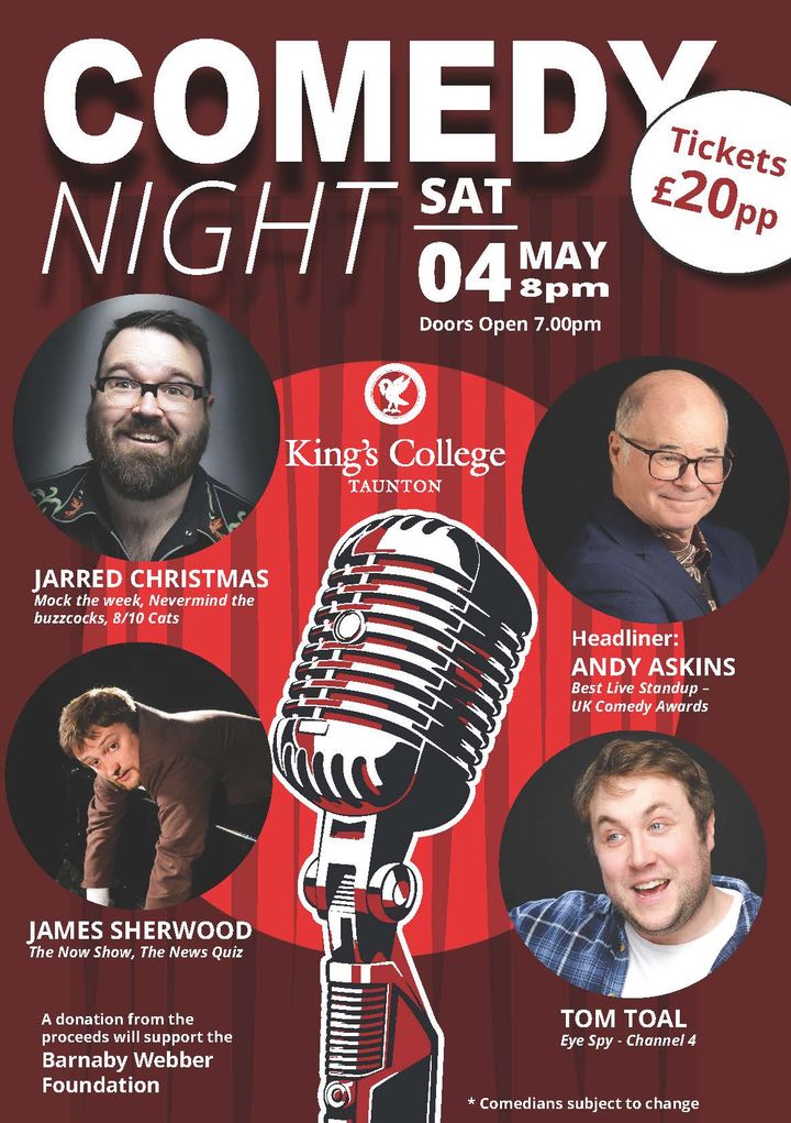** DEMAND IS HIGH** An evening packed full of #entertainment and #laughter is coming to the Theatre at King's College Taunton, on Saturday, 4th May. Book here to avoid missing out: ticketsource.co.uk/kings-college/… Tickets are also available on the door! #LiveComedy #Taunton