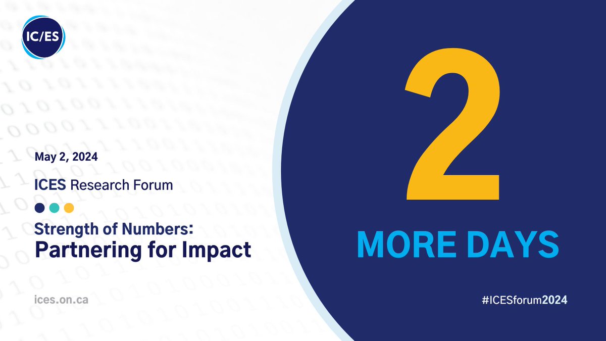 Just 2 more days until #ICESforum2024! View the full program, register & build your personal agenda on the event platform. The day in includes 3 concurrent presentations, 6 concurrent Spotlight Sessions, an insightful keynote & 2 afternoon panels! ices.on.ca/annual-forum/