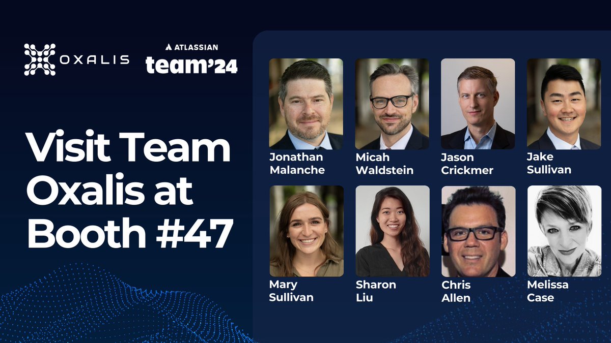 Oxalis_io's tweet photo. Good morning, Team '24! Team Oxalis β banding together from California, Oregon, Washington State, Pennsylvania, New York, and Texas β is champing at the bit to get this @Atlassian party started. Stop by Booth #47 to say HI!
#AtlassianTeam24 #ImpossibleAlone https://t.co/Q1kDAAOoCY