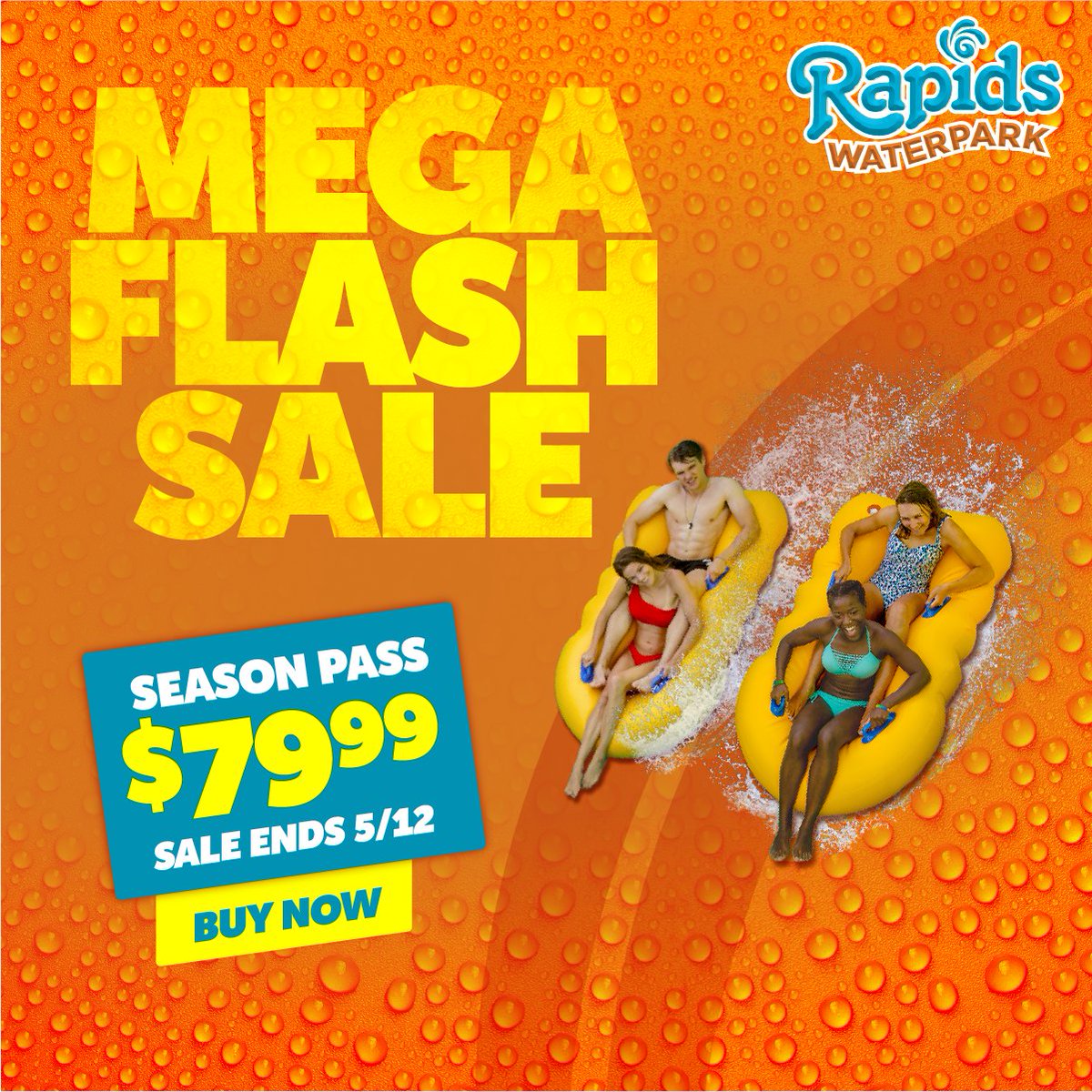 Mega Mayhem is NOW OPEN and we're BACK with a MEGA offer!! Flash Passes are $79.99 each now thru May 12. Plus, when you purchase 4 Passes, you'll receive a bonus 1-time use General Parking Voucher worth $15! Visit bit.ly/MEGAFlashSale!🏄‍♂️