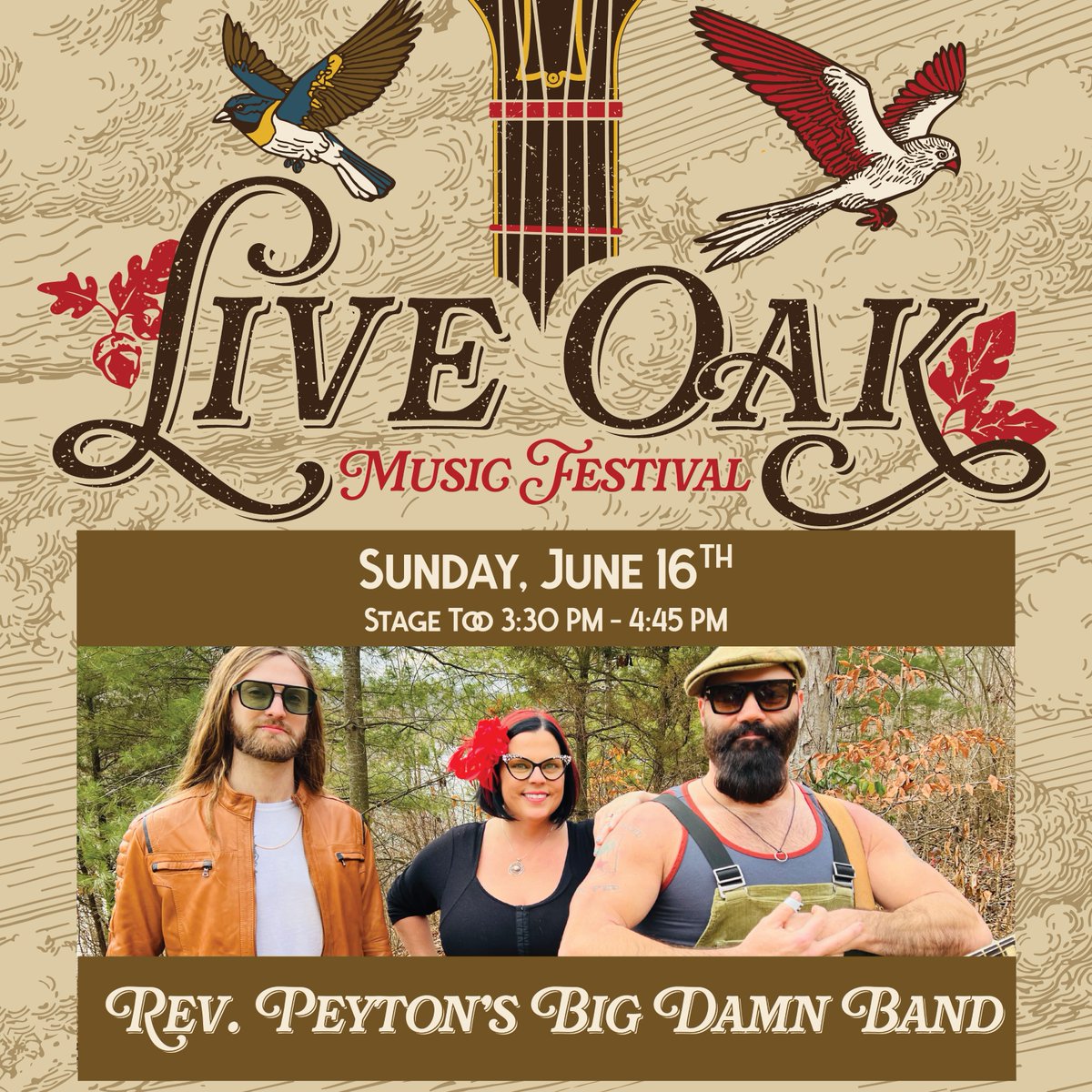 liveoakfest's tweet photo. 🎸 Kick off Day 2 of #BandWeek with The Reverend Peyton's @bigdamnband! Their raw, electrifying country blues sets the stage on June 16 at 3:30 PM. Don't miss their gripping performance at #LiveOakMusicFest! Dive into their story ➡️ https://t.co/VMVYNPz0iq #KCBX https://t.co/AO3lhsibLA