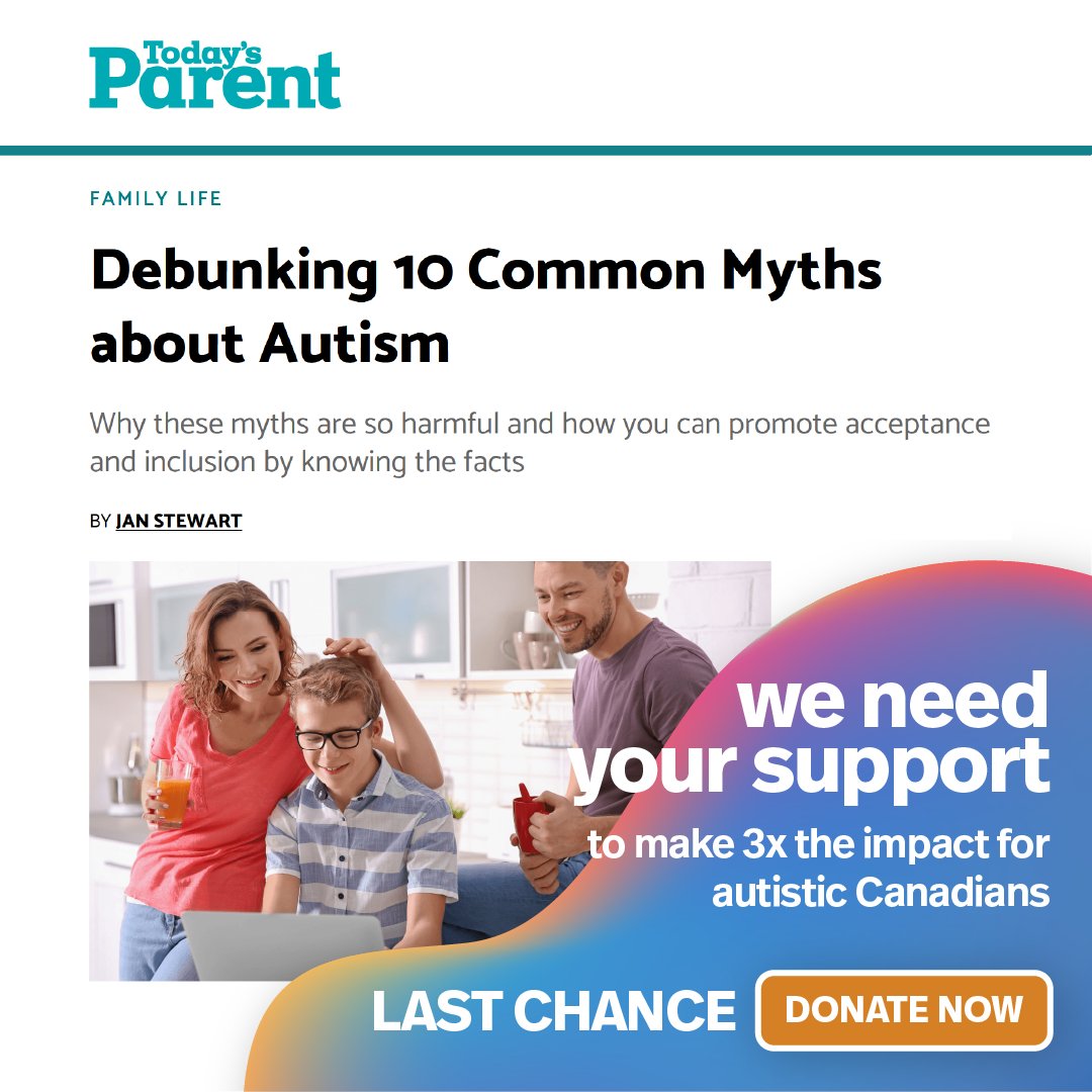 We have been featured in Today’s Parent. LAST CHANCE! United we stand, stronger in numbers. This World Autism Month, we need you to be fearless and stand with us alongside the autism community. Donate Now and 3x your impact: autismspeaks.ca/donate @Todaysparent