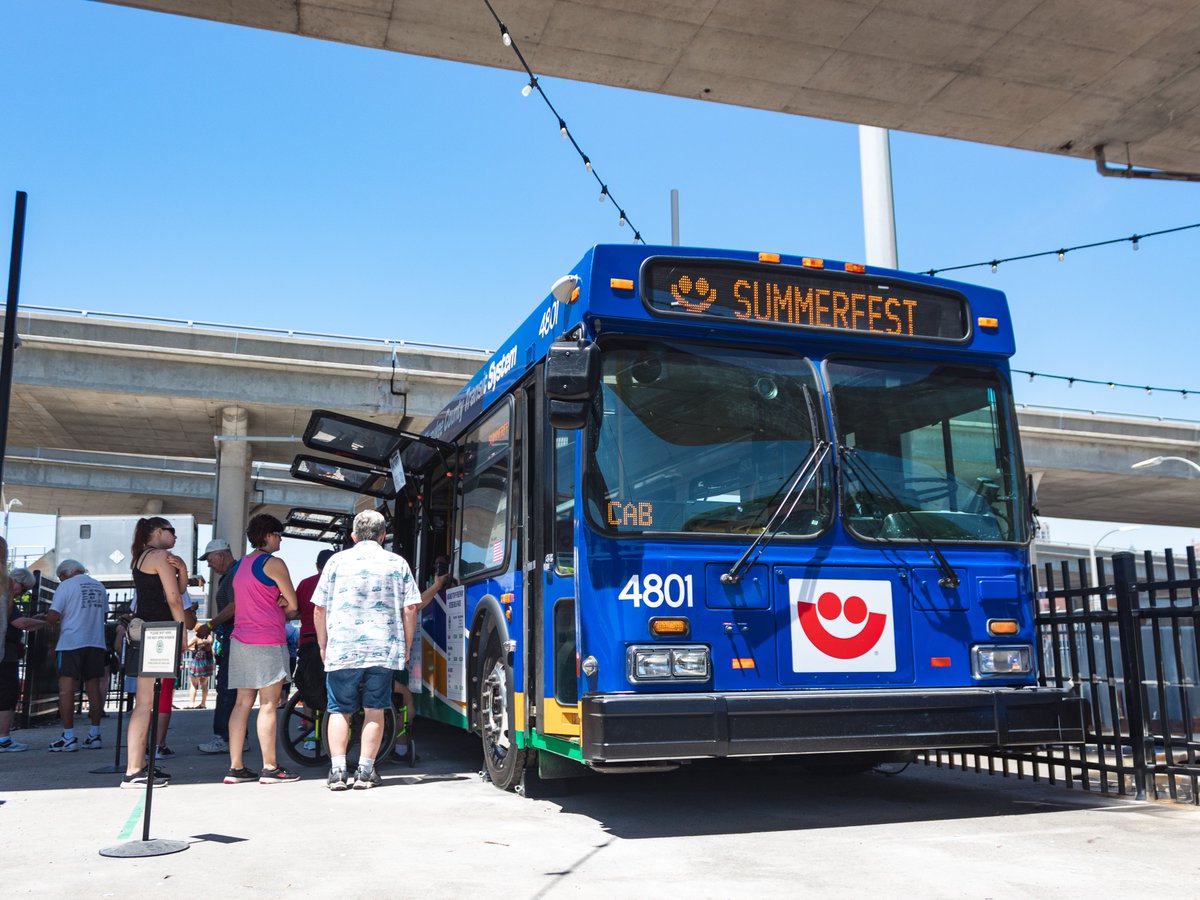 Skip the traffic, ride @rideMCTS to Summerfest! 🚌Board the @rideMCTS Summerfest Shuttles from College Avenue, Brown Deer, or the NEW Hales Corners stop and get to the fest for $10 round trip. Or catch the eco-friendly CONNECT 1 BRT line! Learn more: summerfest.com/getting-here/