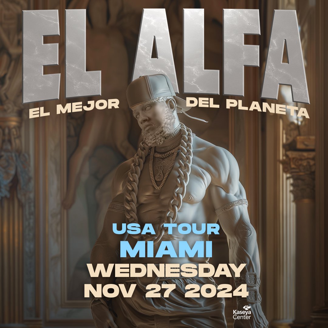 JUST ANNOUNCED: El Alfa is bringing his El Mejor Del Planeta tour to Kaseya Center on Wednesday, November 27. Tickets go on sale Wednesday, May 1 at 10 am. Access presale tickets TODAY at 10 am. Use code 'MIAELALFA' - kaseyactrhe.at/3Wkjovi