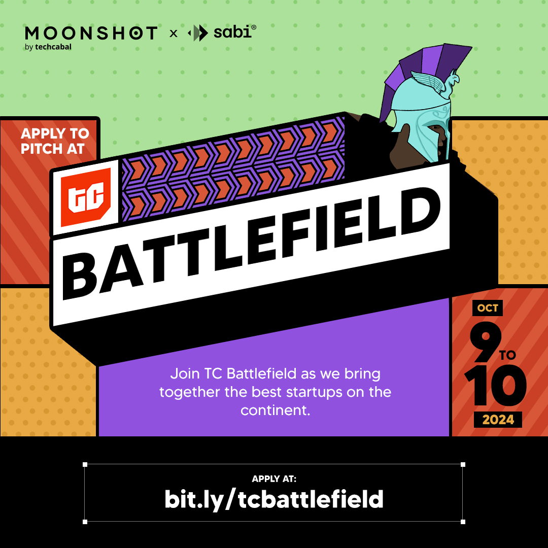 Applications are still ongoing for TechCabal Battlefield🚀 If you're a startup founder building innovative tech solutions to solve Africa’s unique challenges, TC Battlefield is the platform for you. Apply here today: bit.ly/tcbattlefield #MoonshotByTechCabal2024