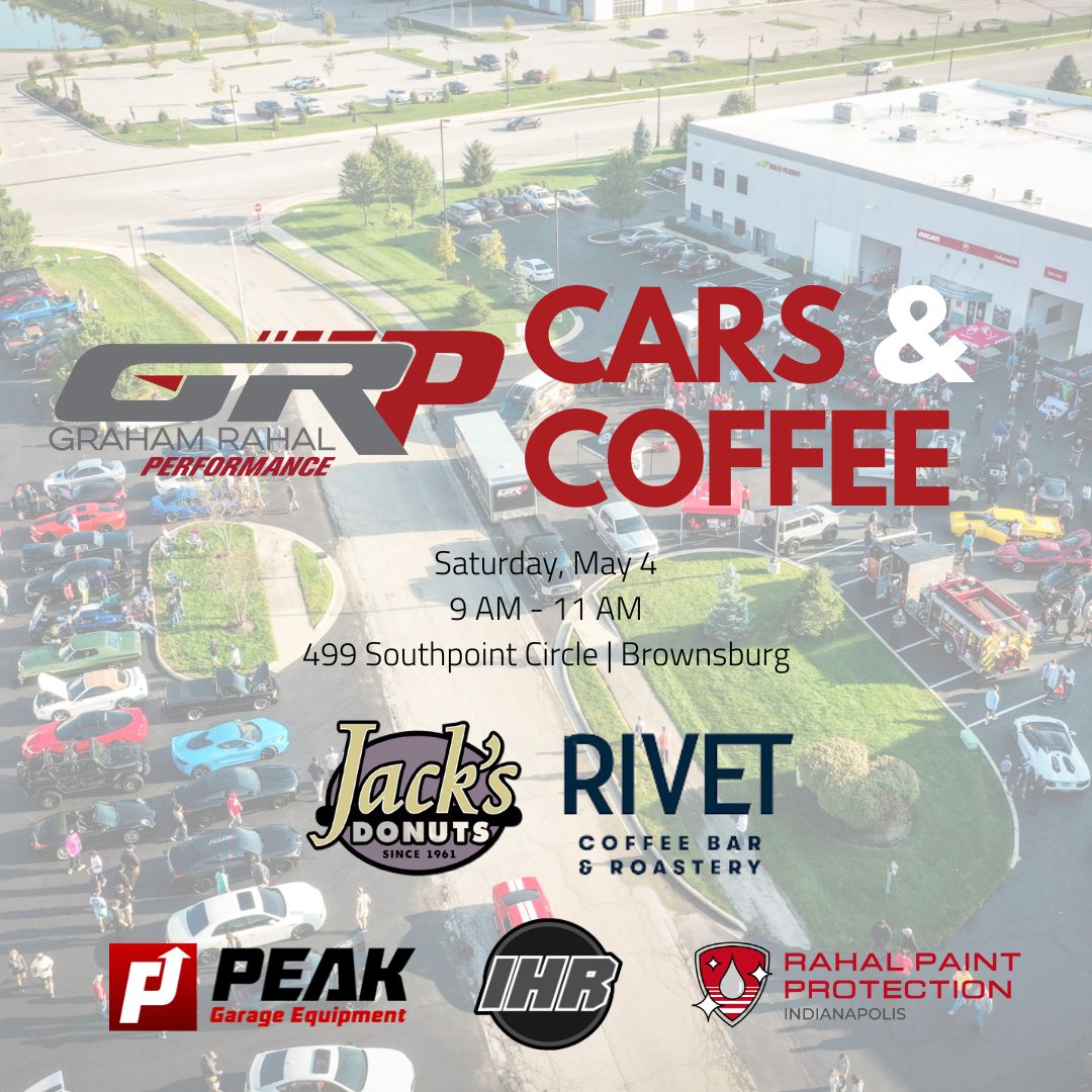 Is there a better way to Kick off the Month of May than a Graham Rahal Performance Cars & Coffee? Free Coffee and Donuts while supplies last! 🏁 Saturday, May 4 from 9 AM - 11 AM 📍499 Southpoint Cir Suite 105, Brownsburg, IN 46112 #Indy #Brownsburg #CarsandCoffee #IndyEvents