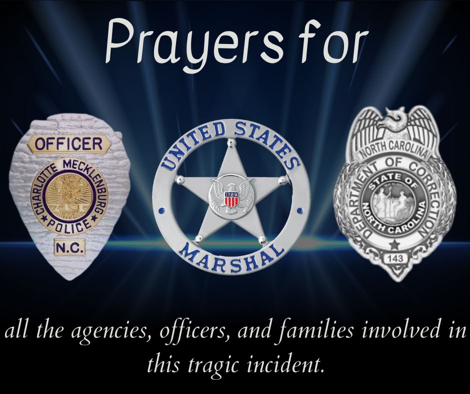 Our deepest condolences to the four law enforcement officers who were tragically killed in the line of duty while serving a warrant in #Charlotte, NC. Our hearts go out to their families, colleagues and those who knew and loved them. @CMPD @USMarshalsHQ @NCCorrection