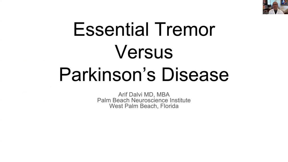 In this presentation, Dr. Arif Dalvi, with the Palm Beach Neuroscience Institute, shares how neurologists evaluate and diagnose essential tremor (ET) and Parkinson’s disease (PD). He talks about the differences between the two conditions. youtube.com/watch?v=ZmMHio…