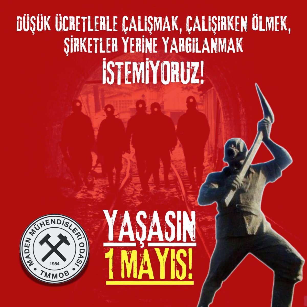 Düşük ücretlerle çalışmak, çalışırken ölmek, şirketler yerine yargılanmak istemiyoruz! Yaşasın #1Mayıs! Basın açıklaması: maden.org.tr/icerik/birlik-… #HerYerTaksimHerYer1Mayıs