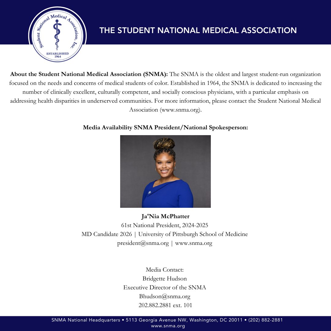 🚨 JUST IN 📰🚨

Echoes of Crisis: The SNMA Releases Insights from the Landmark Survey - A Vital Pulse Check for National Health

Visit: ow.ly/I9Vg50Rrvl2

#SNMA4DEI  #DEICrisis #DEISafetyNet #StandWithDEI #DiversifyMedicine #ProtectDEI2024#SNMAStandsWithDEI  #DEIMatters