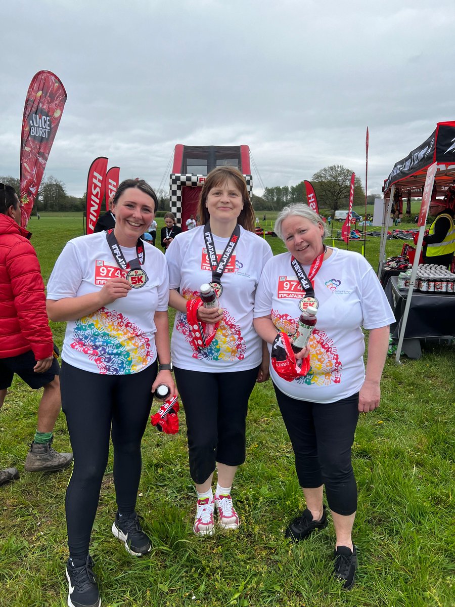 Congratulations to Urszula Kras, Sally Bates & Melissa Day from Patient Services at QHB for tackling the Donington Inflatable 5k & raising £855 for the Chemotherapy Department! The team raised funds for the department after seeing the care family/friends & colleagues received.🌟