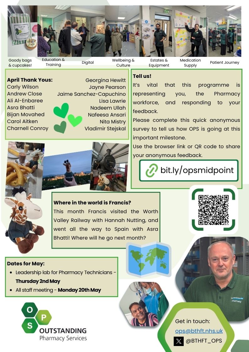 💊💚Check out the latest OPS newsletter!💚💊 This month we celebrated our first birthday with a marketplace to showcase the fantastic improvement work going on across the department 👀