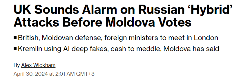 Russia plans to target Moldova with 'hybrid attacks' before its presidential election and EU referendum this year, reports Bloomberg, citing British intelligence sources. In the past, these attacks have reportedly included airspace violations, cyber-attacks and misinformation