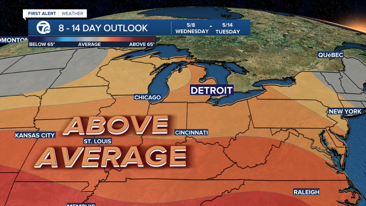 The warm weather remains in the forecast now through mid May. Yet...I'm still scared to delete my Winter graphics 😅. #miwx #Detroit