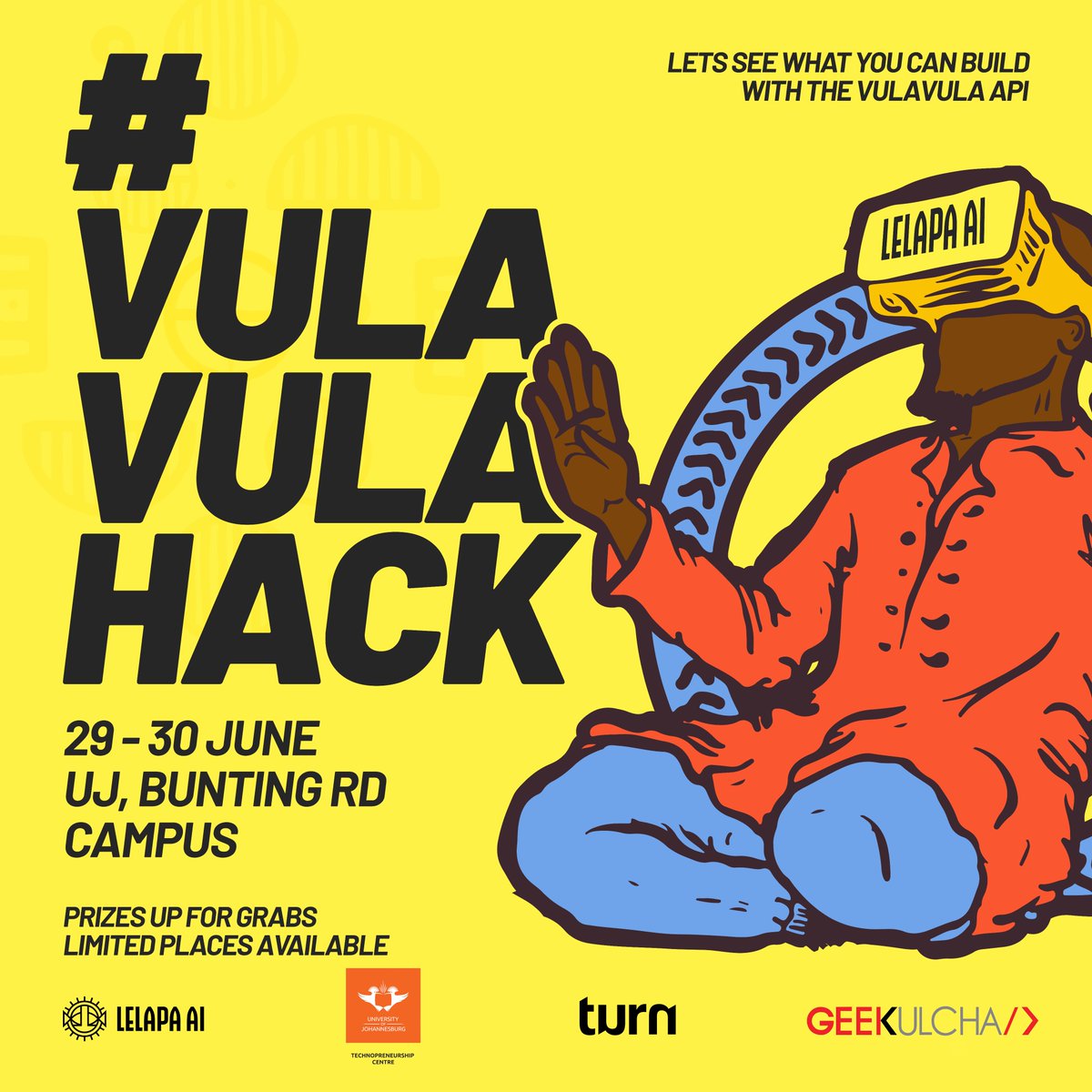 Get ready for the launch of our Vulavula API.🎊 It's multilingual, user-friendly, and proudly African. For now, make sure to apply for our exclusive hackathon to be among the first to explore its features and win prizes! Apply now: bit.ly/VHack #VulavulaHack
