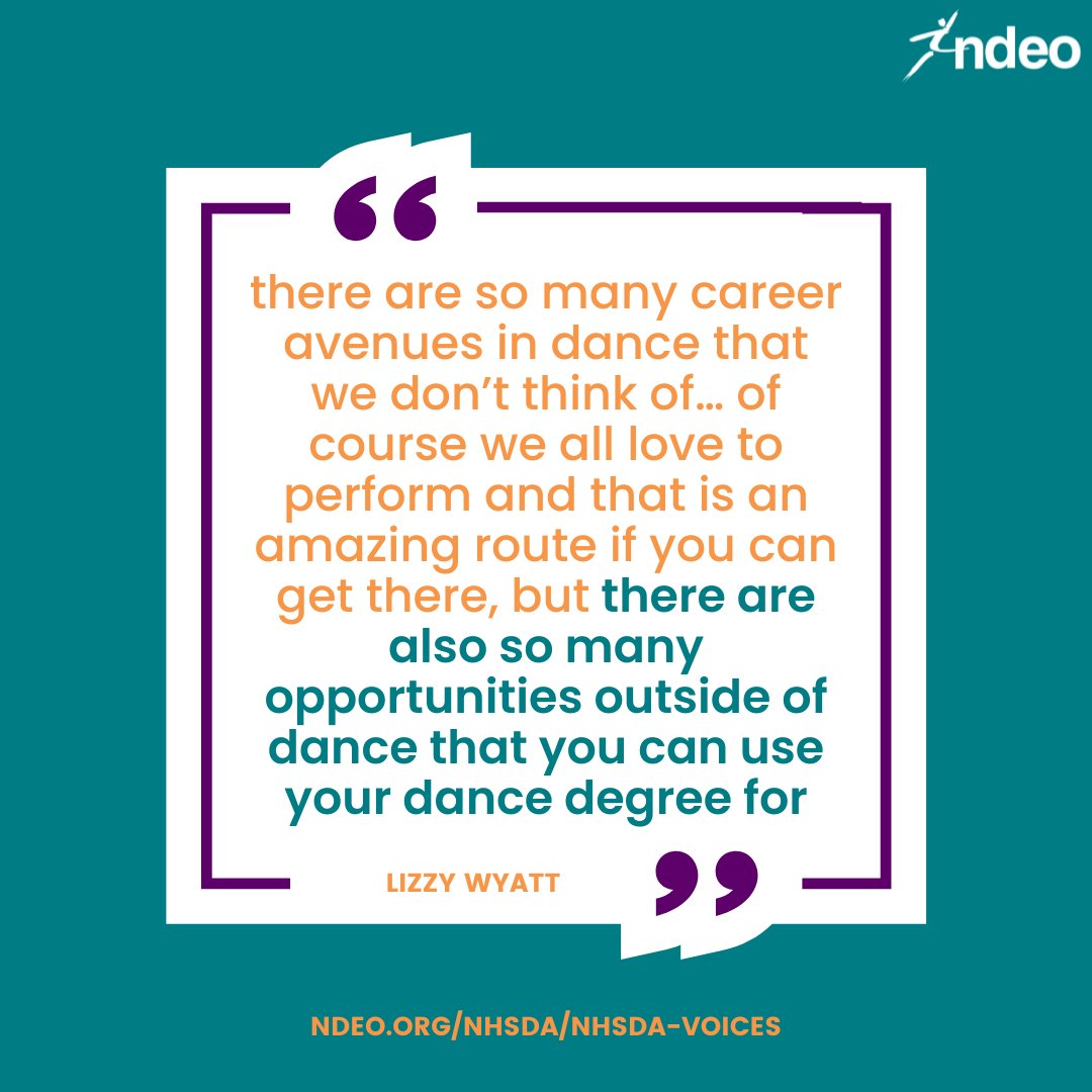 Do you have high school dance students who are considering a dance degree but unsure about whether or not it will lead to career options? 

Encourage them to view the NHSDA Voices series exploring college dance programs! 

ndeo.org/nhsda/nhsda-vo…