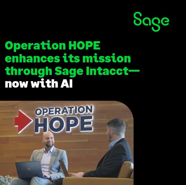 Financial education nonprofit, Operation HOPE, tried the new Sage Intacct Ai-powered features—it gained major improvements in time-savings, accuracy, and risk-reduction. 1sa.ge/sknv50RsoTs
