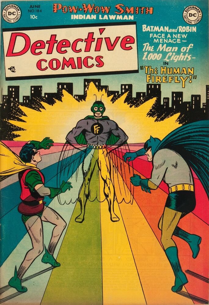 On #ThisDayInSupervillainHistory  
72 years ago, inspired by the insect that helped him evade capture by Batman, special effects wizard Garfield Lynns became the dazzling Firefly in Detective Comics #184.