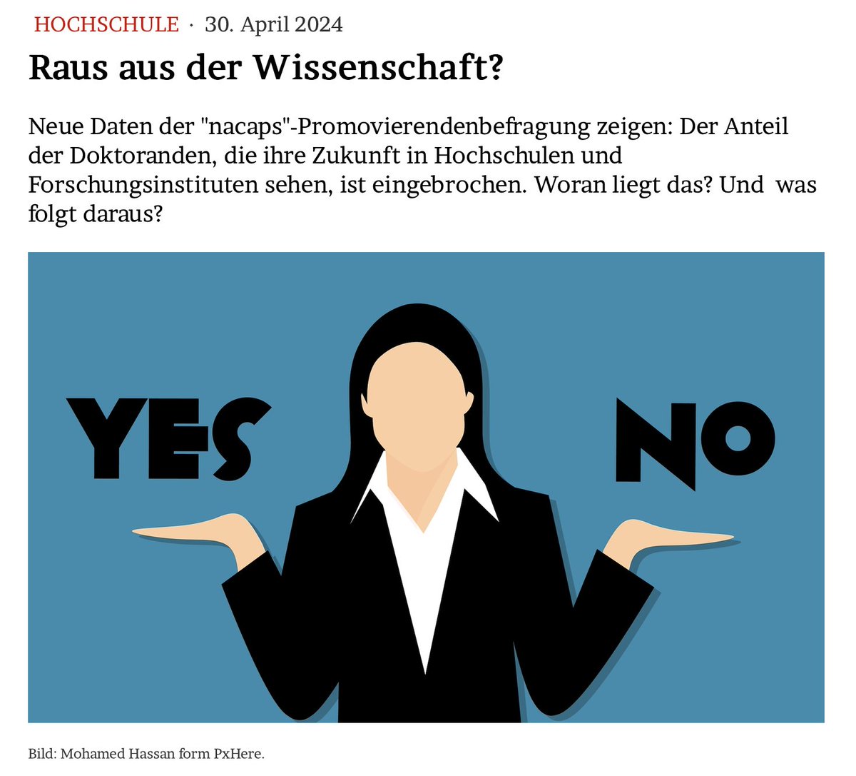 Raus aus der #Wissenschaft?

Neue Daten der '#nacaps'-Promovierendenbefragung zeigen: Der Anteil der Doktoranden, die ihre Zukunft in Hochschulen und Forschungsinstituten sehen, ist eingebrochen. Woran liegt das? Und  was folgt daraus?

Im Blog: jmwiarda.de/2024/04/30/rau…