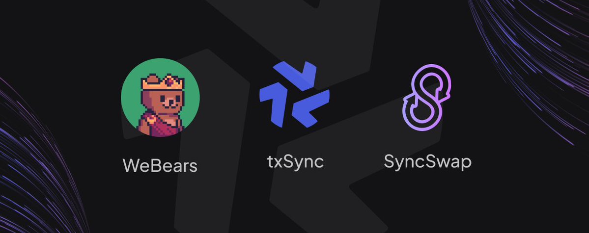 txSync is excited to announce a partnership with @WeBearsNFT and @syncswap to offer: 𝗡𝗼 𝗴𝗮𝘀 𝗳𝗲𝗲𝘀 𝗳𝗼𝗿 𝗪𝗲𝗕𝗲𝗮𝗿𝘀 𝗡𝗙𝗧 𝗵𝗼𝗹𝗱𝗲𝗿𝘀 𝘀𝘄𝗮𝗽𝗽𝗶𝗻𝗴 𝗼𝗻 𝗦𝘆𝗻𝗰𝗦𝘄𝗮𝗽!🔥 Lets get into it: 👇🏻🧵