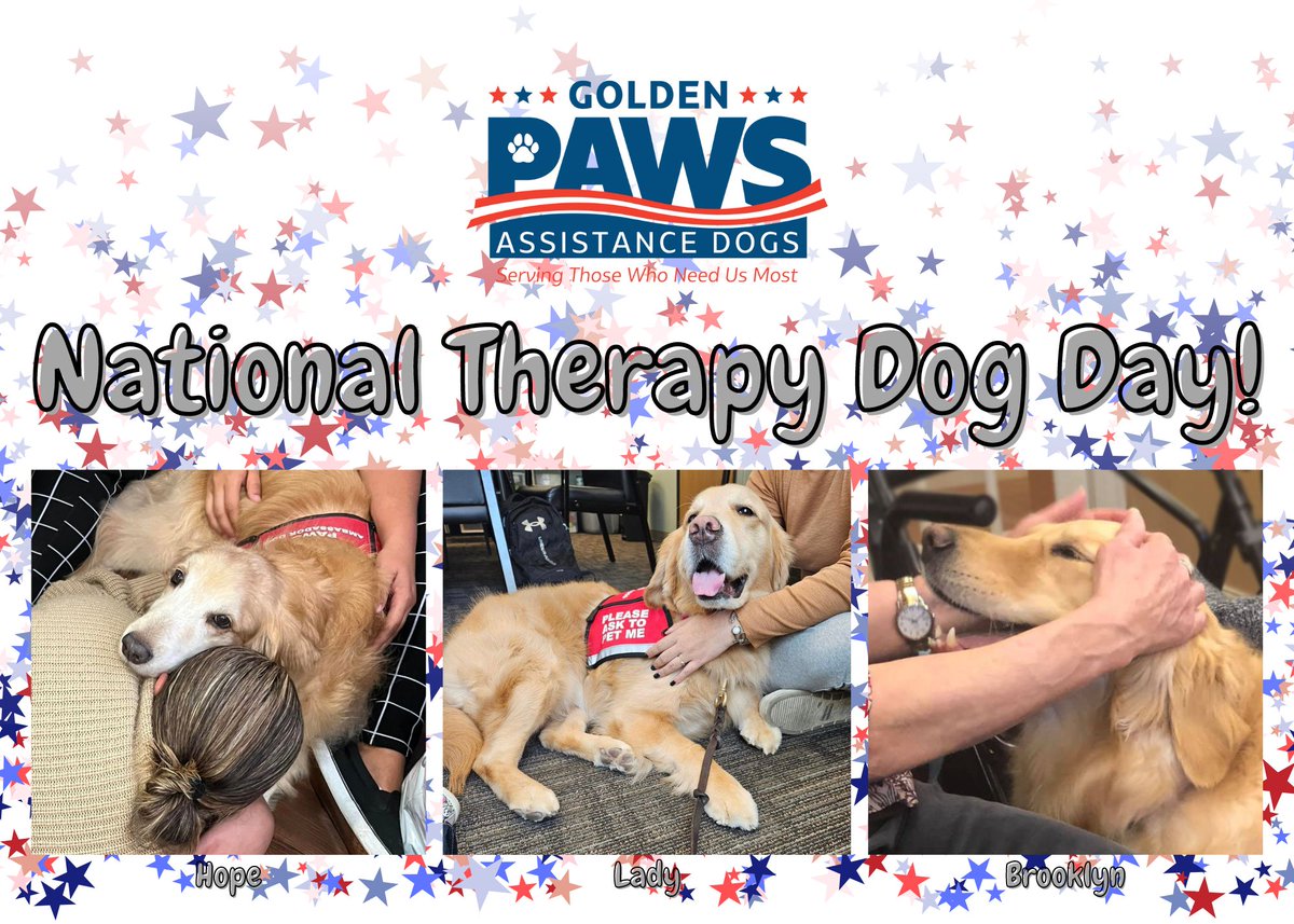 🐾 Happy National Therapy Dog Day! 🐾

To all our amazing ambassador therapy dogs and their dedicated handlers, thank you for spreading love and positivity wherever you go. 💛✨

#GoldenPAWSAssistanceDogs #GoldenPAWS #ServiceDogsForVeterans #GiveADogAJob #NationalTherapyDogDay
