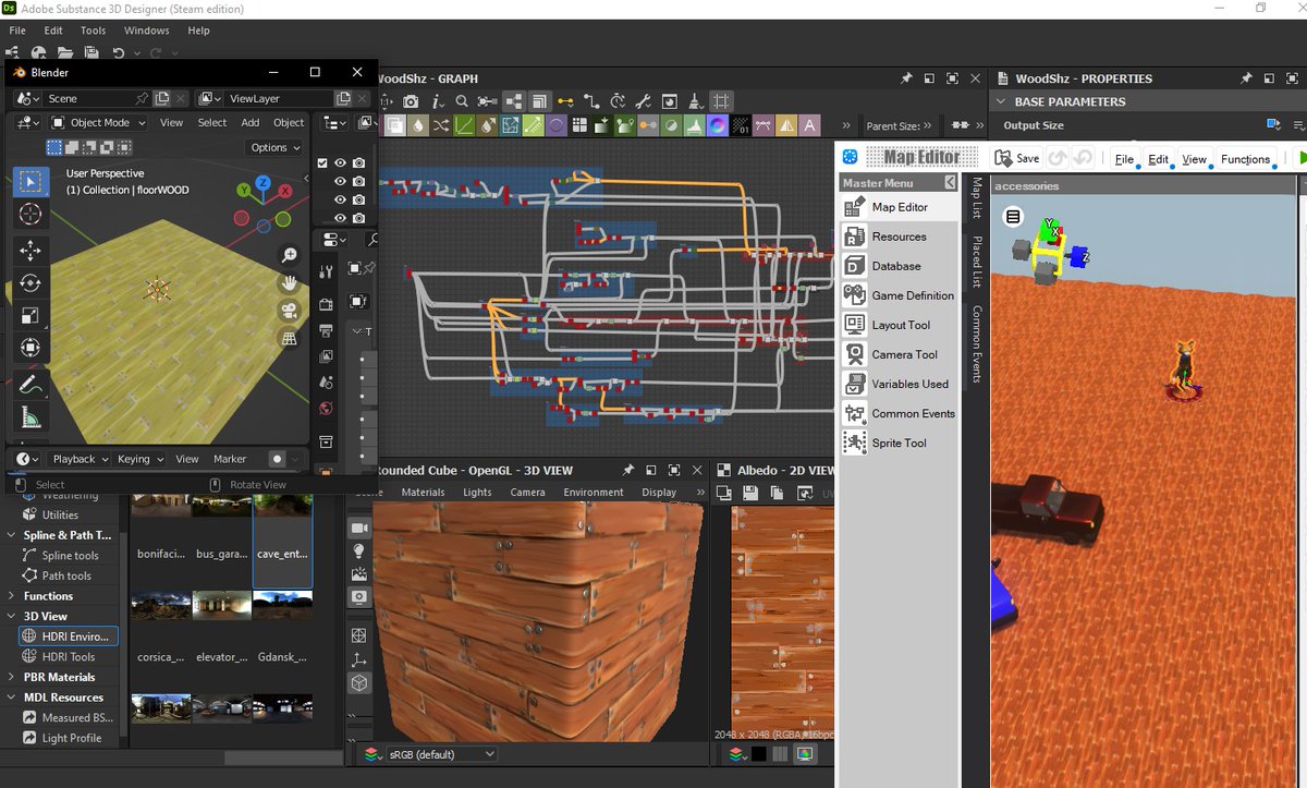 I had some time to work on substance designer lessons for creating materials for substance painter. Only got to look at the albedo in bakin. Ill have to bake them and test again. Fun fun!