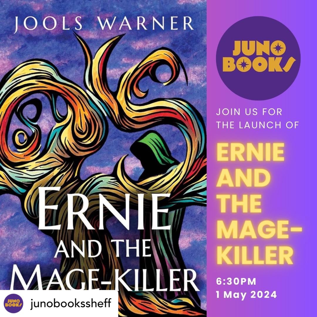 A few tickets remain for the magical Beltane/May Day launch of our first fantasy book; we’d love to see you in Sheffield tomorrow at 6:30pm! Tickets from @junobookssheff / on Eventbrite to hear the author read and chat about Ernie and the Mage-Killer ✨